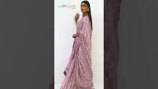 Georgette Wedding Saree in Purple with Thread work - 1854641