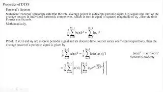 211 Property of DTFS Parsavel's theorem property