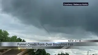 Funnel clouds form over Stoughton fair
