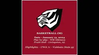 HIGHLIGHTS - UWA Basketball (M) vs Valdosta State  (Jan. 13, 2024)
