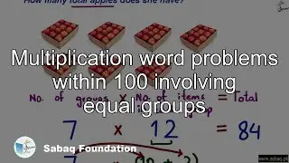 Multiplication word problems within 100 involving equal groups, Math Lecture | Sabaq.pk