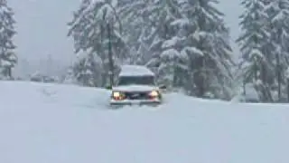 Suburban in deep snow