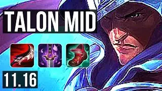 TALON vs AKALI (MID) | 6.4M mastery, 1800+ games, 6 solo kills, 7/1/3 | BR Master | v11.16