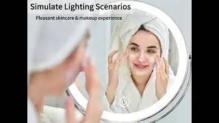 9in Magnifying Mirror With LED Lights Bathroom Large Illuminated Wall Mounted Vanity Mirror for Make