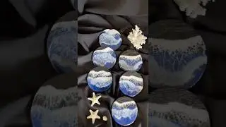 Creating Nighttime Ocean Resin Coasters | Shimmering Blues & Waves 🌊✨