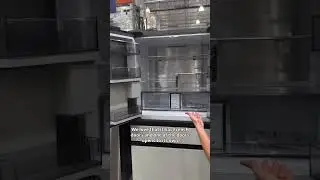 How beautiful is this white refrigerator at Costco! It has French doors, a beverage center, and a