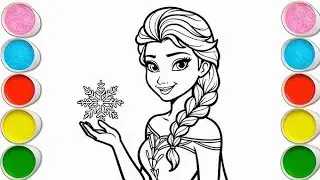 Elsa Frozen From Disney Drawing, Painting and Coloring for Kids and Toddlers, Let's Draw Together