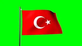 T&uuml;rkiye flag waving over green screen - royalty free footage