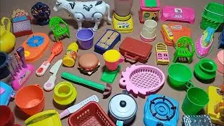 4 minutes unboxing miniature plastic full kitchen set collection | Toy Cooking | Asmr video