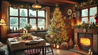 Cozy Christmas Morning Ambience | Nostalgic Holiday Decor, Fireplace, and Snowy Scenery