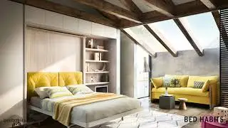 Opklapbed achter draaibare boekenkast (LGM) -  Bed Habits
