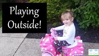 Outside Play! Driving Minnie Mouse Quad Car | Livi Land | Toddler plays outside | We saw a duck