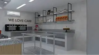 Projeto - Cozinha de Confeitaria em estilo industrial .