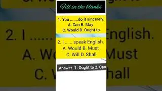 Fill in the blanks#Modal verb exercise#English modals Exercise#English grammar#Shorts#