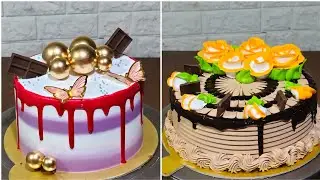 Strawberry flavour cake decorating ideas | unique birthday cake design | satisfying chocolate cake 