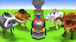 Animals Fight Cow Cartoon Yak Bison Bull Ox African Buffalo Fountain Crossing Animal Transformation