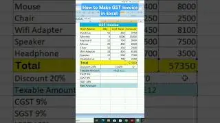 How to make GST Invoice in Excel😎||Advance Excel💯||#shorts #excel #exceltips #computer #education