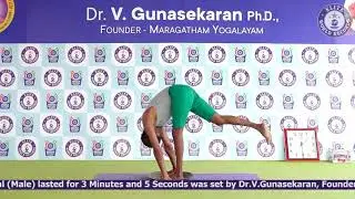 LongestTimeHolding DaksinaEkapada Padahasthasana YogaPose Blindfolded ona BrassPlate  IndividualMale