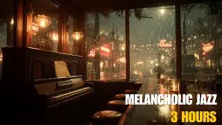 1950s Empty Jazz Bar: Melancholic Piano & Rain (Noir Jazz Ambience) 3 Hours