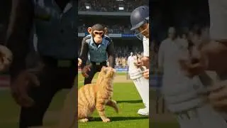 Cat taking autograph | Autograph between Live cricket match | Funny Animals #funny #cricket #shorts