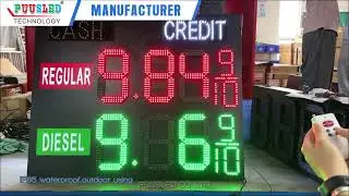 PUUSLED WEEKLY-Outdoor LED gas price sign with CASH & CREDIT flashing for US gas station