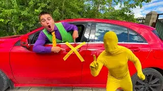 Yellow Man on Lamborghini Taped Car Door with Scotch VS Mr. Joe on Mercedes 13+