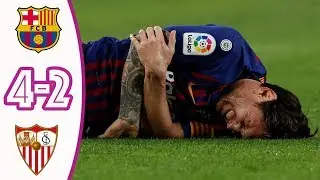 Barcelona vs Sevilla 4-2 | Messi suffering a nasty injury on his right hand