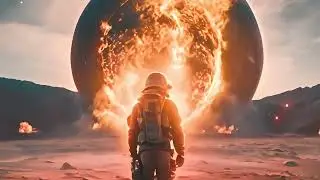 Astronaut Approaching a Fiery Portal on a Barren space sci-fi No Watermark Free iStock Footage Video