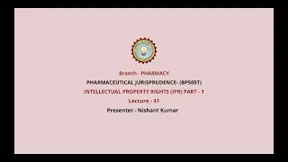 Pharmaceutical Jurisprudence | Intellectual Property Rights (IPR) Part-1| AKTU Digital Education