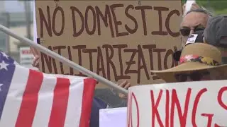 Rally outside Camp Pendleton against deploying active duty military to Los Angeles