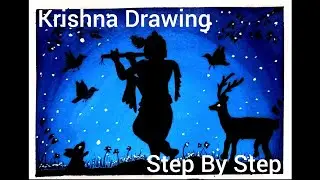 How To Draw Shree Krishna Using Watercolor || Easy Krishna Drawing Step By Step