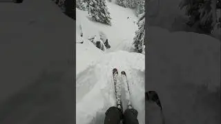 Cross court cliff, new for us! #skiing