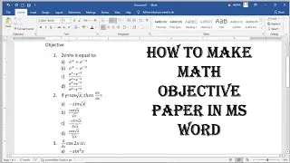 How to make math objective paper | make objective paper in ms word | @msoffice-307