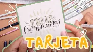 TARJETA de CUMPLEAÑOS ✨  Cómo hacerlo con marcador punta BISELADA 🎂