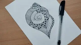Sea Shell Mandala Art for Beginners || Step by Step Mandala Art || Doodle Art || Zentangle Art