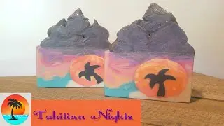 Making Soap Tahitian Nights With Palm Tree Sun Embed With Monoi Da Tahiti oil Cold Process Soap