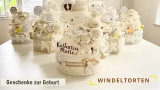 DIY Windeltorten neutral | Baby-Geschenke zur Geburt Babyparty | Diaper Cake Baby Shower Gifts