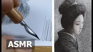 ASMR | Inking Drawing - Japanese girl