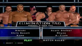 WWE SmackDown! HCTP - Rikishi,ChrisBenoit,Kane VS ScottSteiner,Rhyno,A-Train (ELIMINATION TAG)