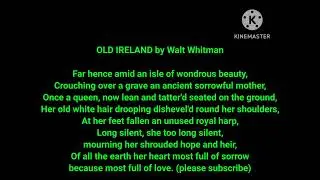 Old Ireland Song Walt Whitman Leaves of Grass Lyrics Words text Irish poem verse sing along music
