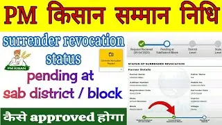 pm Kisan surrender revocation status pending at Sub district / block | surrender कैसे approved होगा