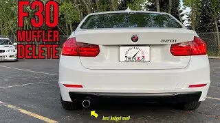 BMW F30 Muffler delete 320 N20 engine + prank! custom axel back exhaust - Revving clips & cold start