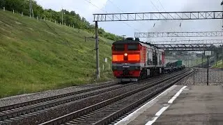 Тепловоз 2ТЭ10М-2360. Тяжко на подъём с песочком. Звук 5Д49.