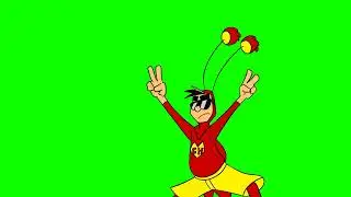 Chapolin vulgo Pacholin Locosrado dan&ccedil;ando no fundo verde