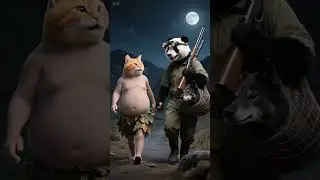 Epic Rescue: Panda Saves Cat from Ferocious Wolf Attack 🐼🐱🐺 #cat #funny #wildlifeentertainment