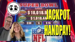 JACKPOT HANDPAY ON THE BRAND NEW SUPER BOWL LINK SLOT MACHINE! #superbowl #lasvegas #fyp #slots
