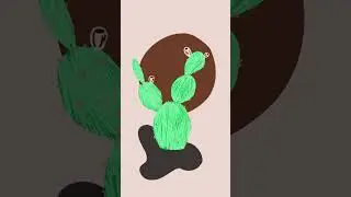 No Sound | Minimalist Abstract Cactus | Beige | Forest Green