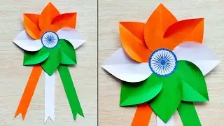 Independence day badge making // DIY Indian Tricolor Badge // 15th August craft ideas