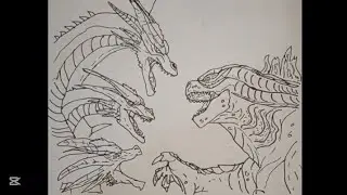 How to draw Godzilla vs King Ghidorah | step by step | Godzilla king of the monsters