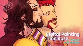 Pride-themed Couple Illustration | Cyberpunk Original Characters | Drawing Timelapse | Commission